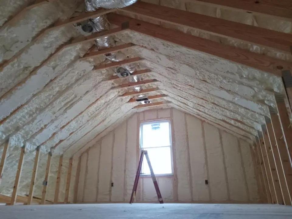 Spray foam roofing application for Crawl Space Insulation project in Wall